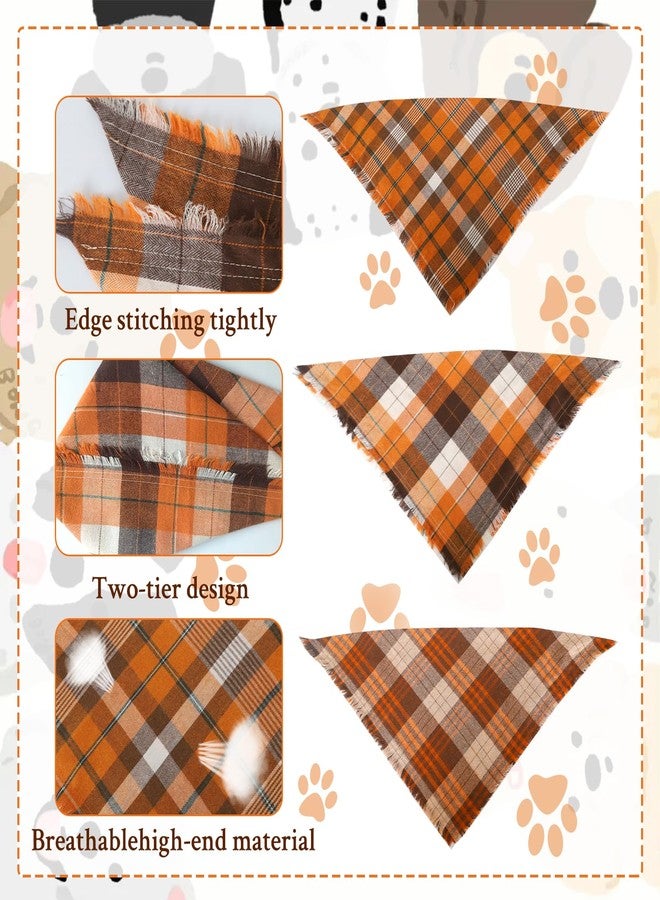 Bolake Fall Dog Bandanas 3 Pack Thanksgiving Costumes with Tassels Edges Classic Plaid Adjustable Triangle Accessories Scarf for Small Medium Large Dogs Pets - Image 3